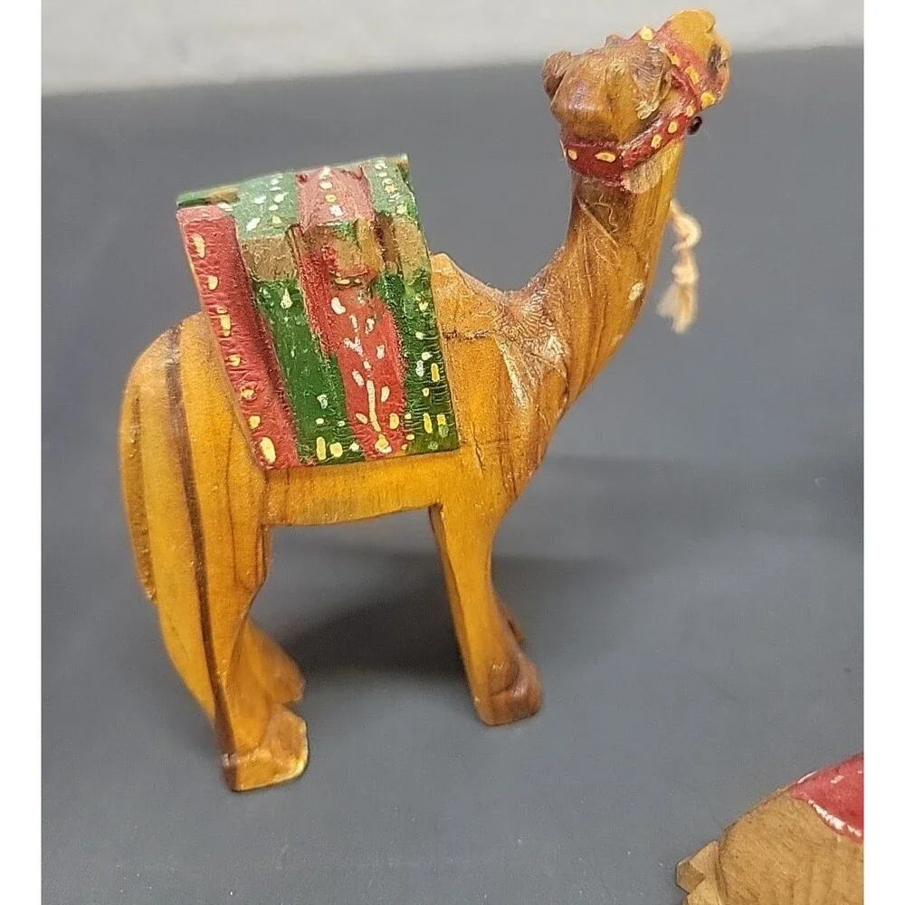 Lot of 3‎ Olive Wood Hand Carved Camel Nativity Figurines ornaments (2) 4